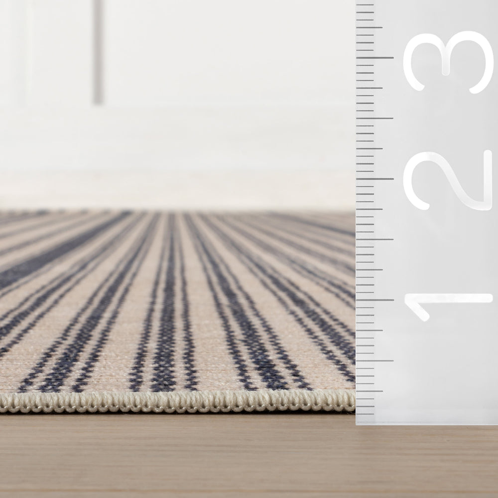Axiom Coastal Striped Machine Washable Rug | Navy