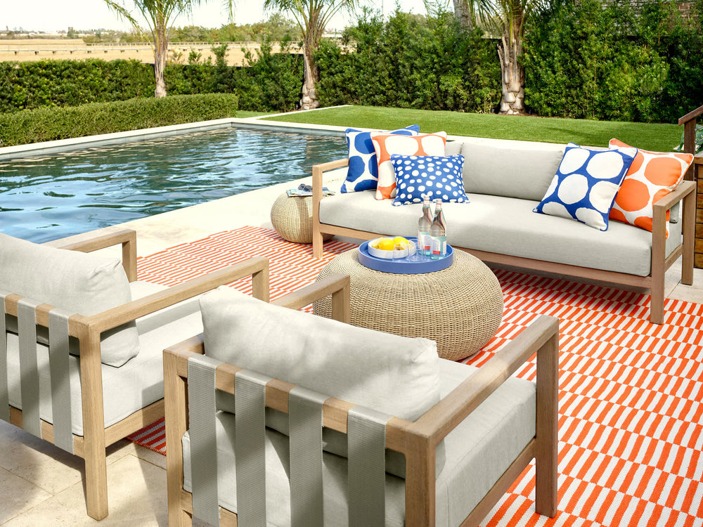 Sailing Stripe Handwoven Indoor/Outdoor Rug | Tangerine