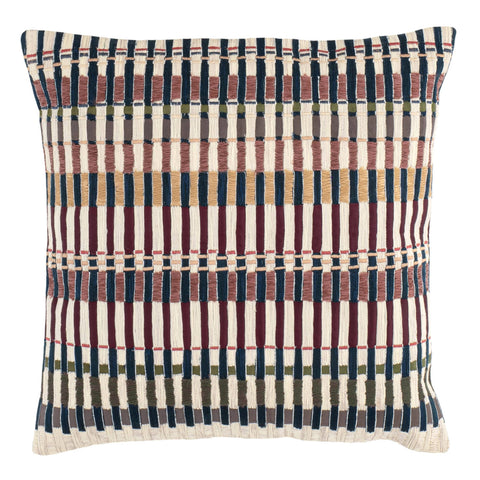 Folk Stripe Embroidered Decorative Pillow Cover | Multi