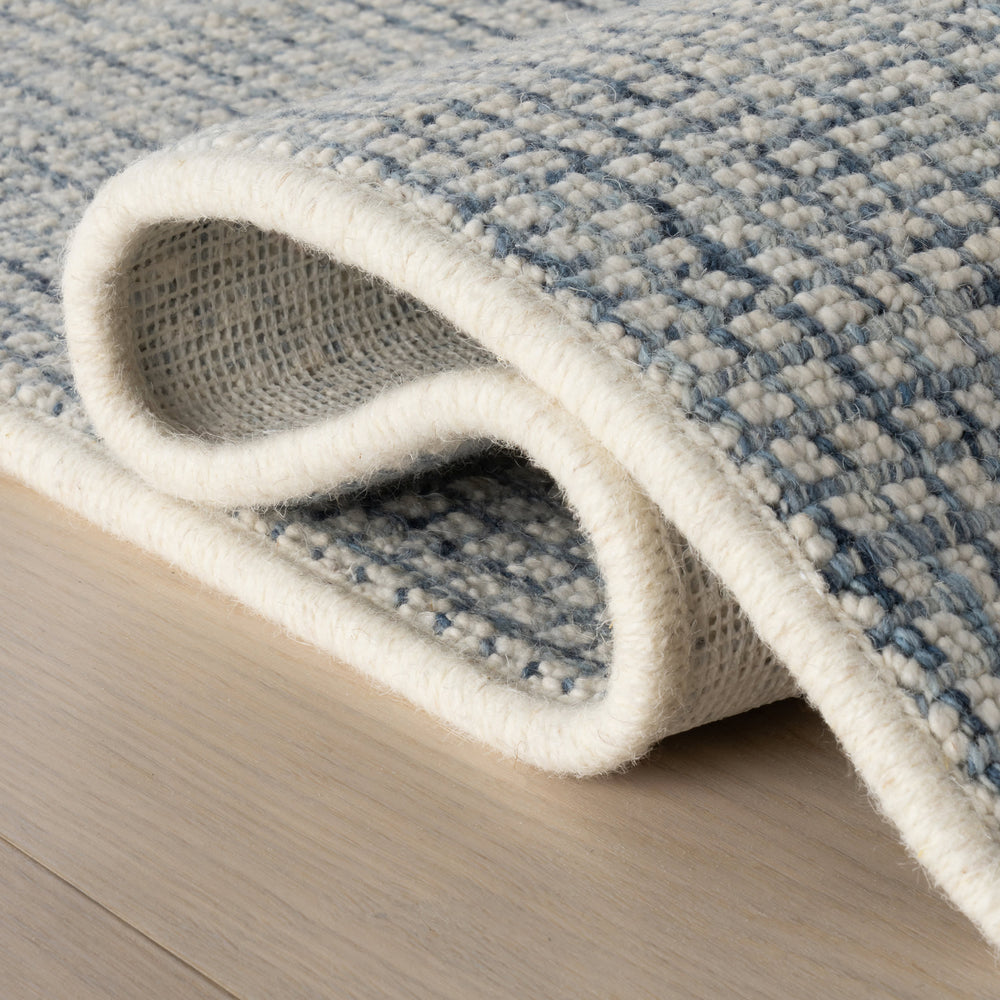 Yadira Geometric Woven Wool Custom Rug | Blue