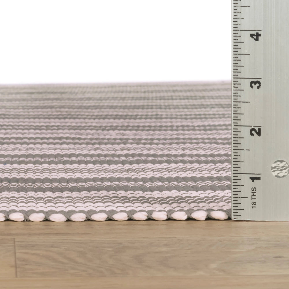 Ticking Stripe Handwoven Indoor/Outdoor Rug | Grey/Ivory