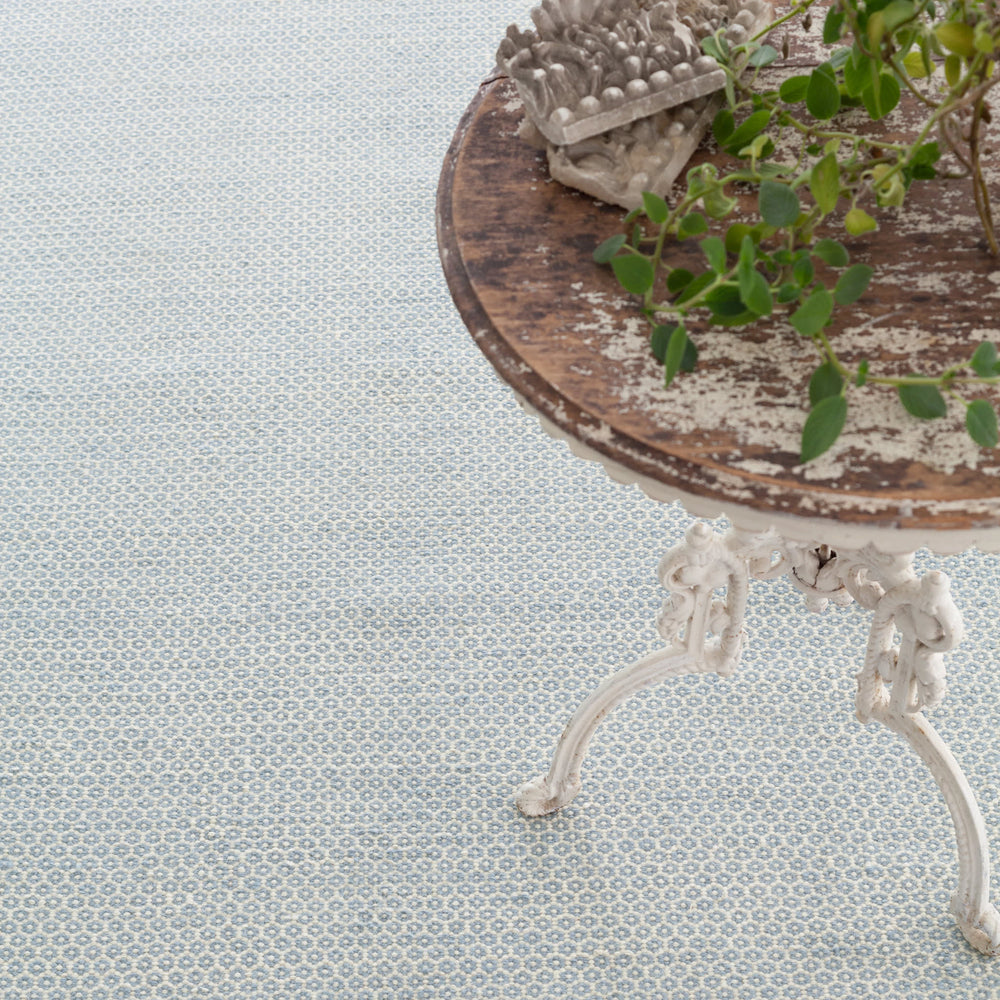 Honeycomb Handwoven Wool Rug | French Blue/Ivory