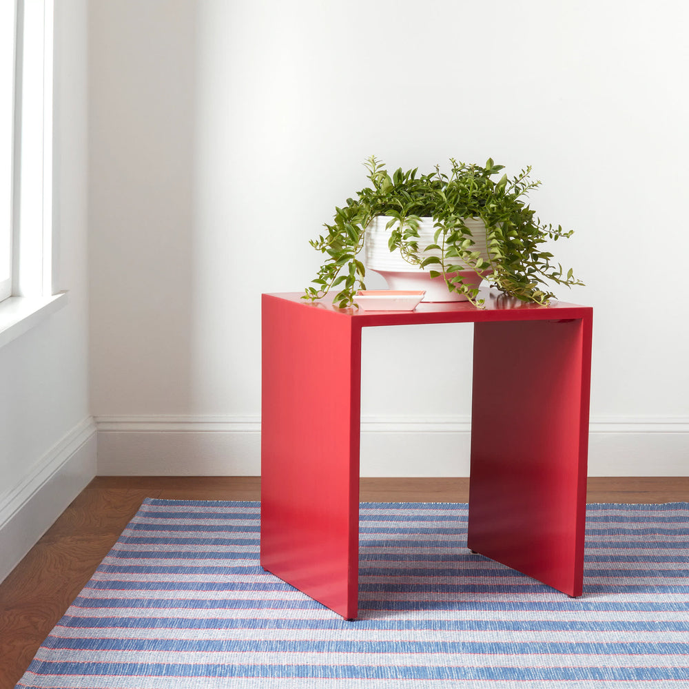 Hillsgrove Stripe Handwoven Cotton Rug | Denim