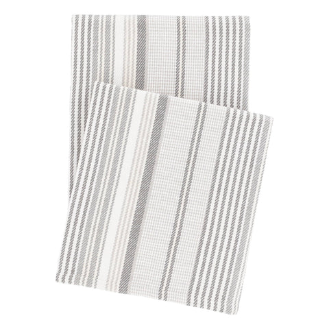 Gradation Ticking Woven Cotton Throw | Grey