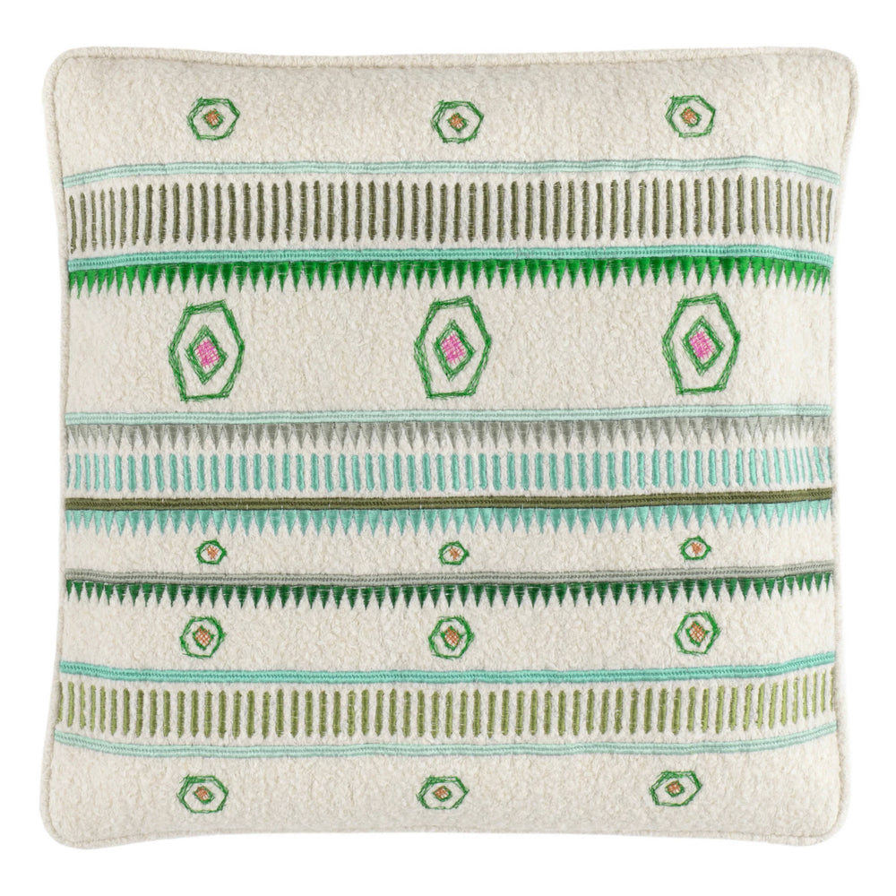 Spring Bush Embroidered Decorative Pillow Cover | Green
