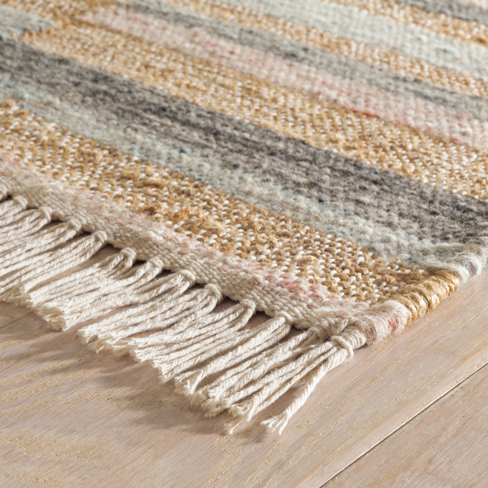 Ravel Stripe Handwoven Wool Rug | Blue