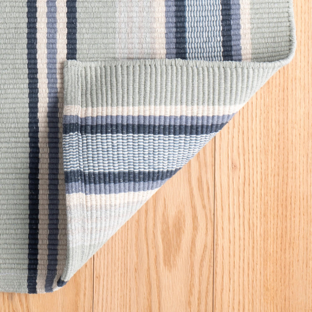 Barbados Stripe Handwoven Cotton Rug | Blue