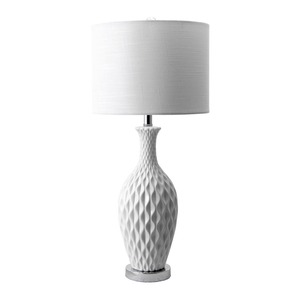 28-inch Diamante Textured Ceramic Table Lamp | Ivory