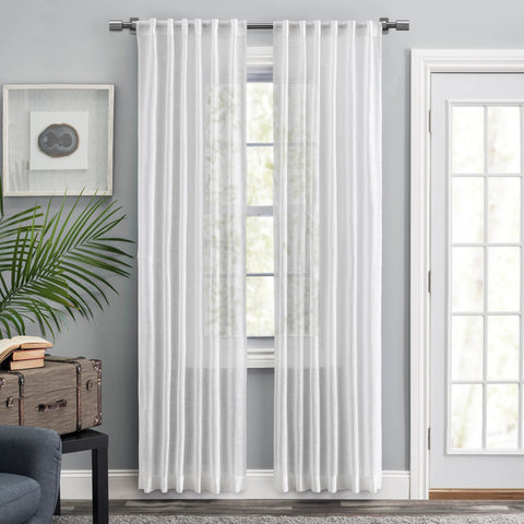 Textured Solid Curtain Panel Pair | White