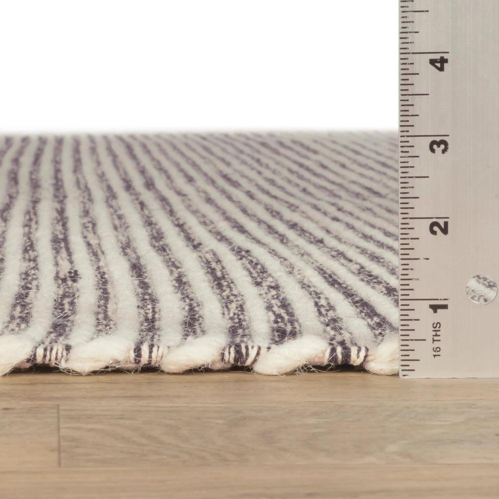 Mixed Stripe Handwoven Rug | Black/Ivory