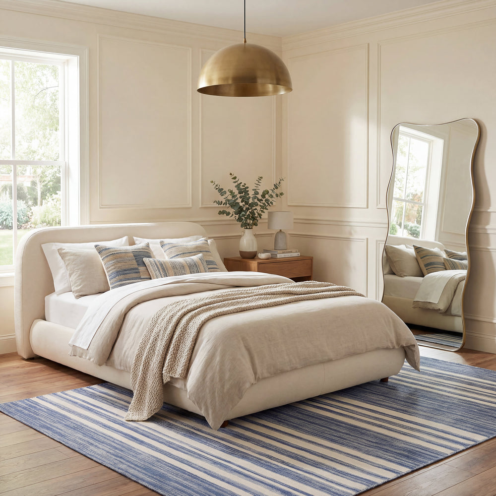 Ilae Coastal Striped Washable Rug | Blue