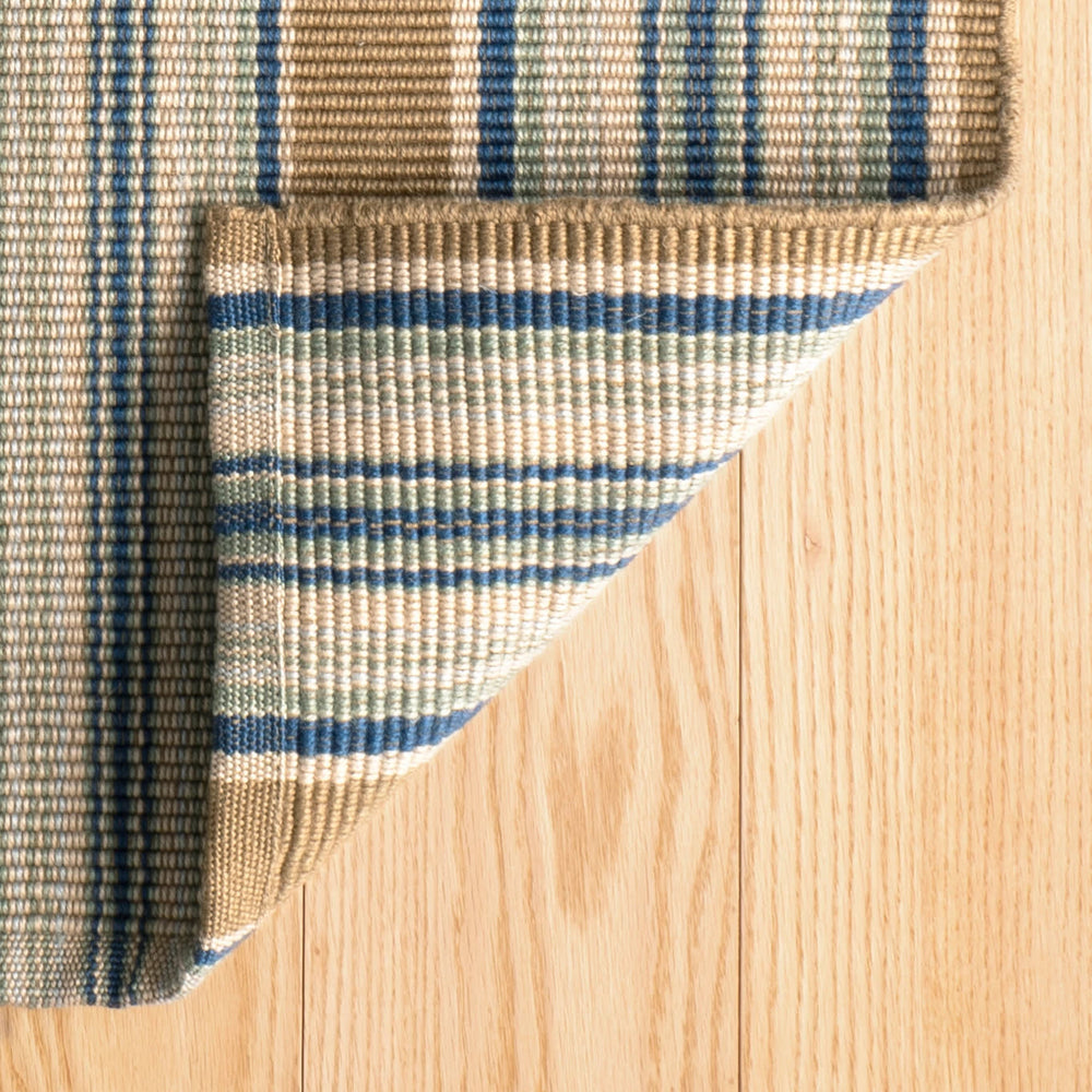 Heron Stripe Handwoven Cotton Rug | Blue
