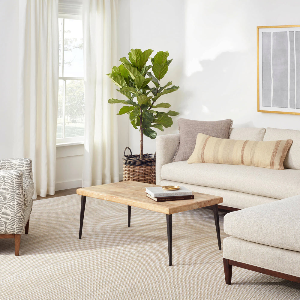 Herringbone Handwoven Indoor/Outdoor Rug | Linen/White