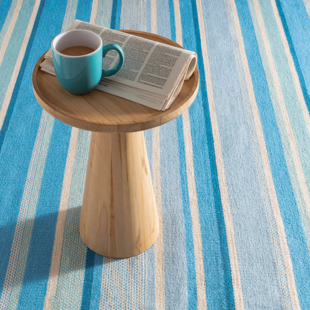 Seed Stitch Stripe Handwoven Indoor/Outdoor Rug | Blue