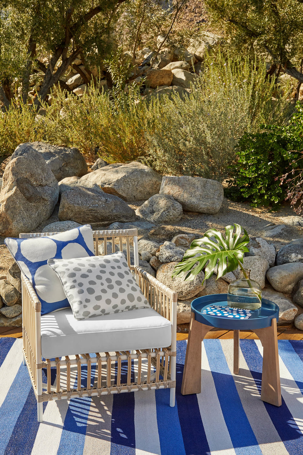 Ocean Stripe Handwoven Indoor/Outdoor Rug | Blue