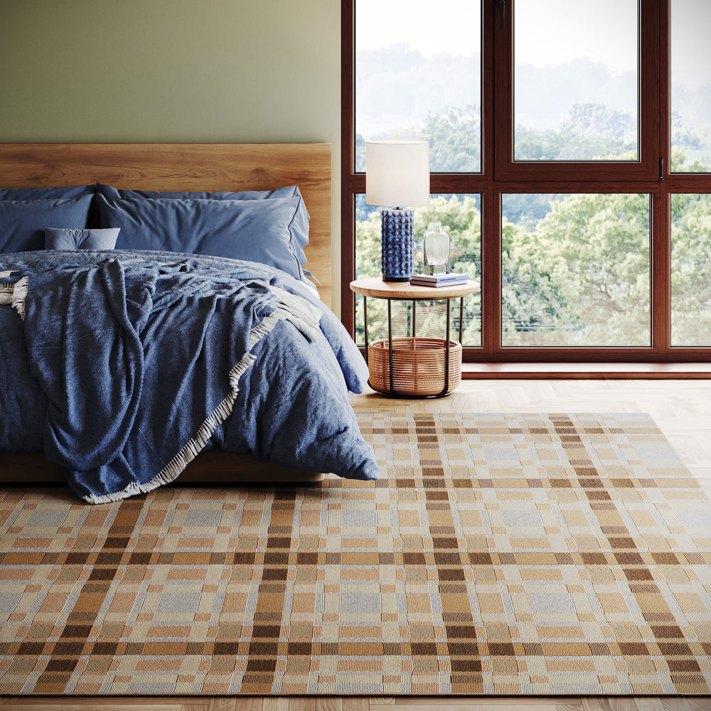 Mesael Modern Plaid Indoor Rug | Tan