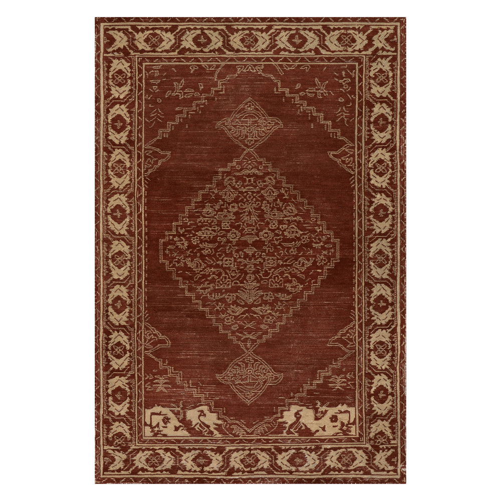 Quenl Vintage Handmade Wool Rug | Red