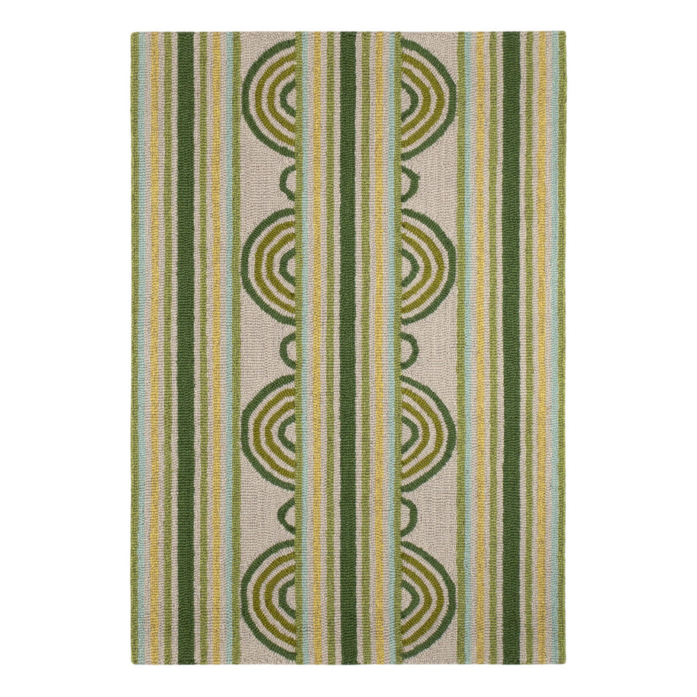 Button Hand Micro Hooked Wool Rug | Olive