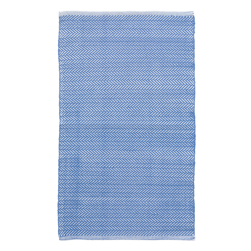 Herringbone Handwoven Indoor/Outdoor Rug | French Blue/White