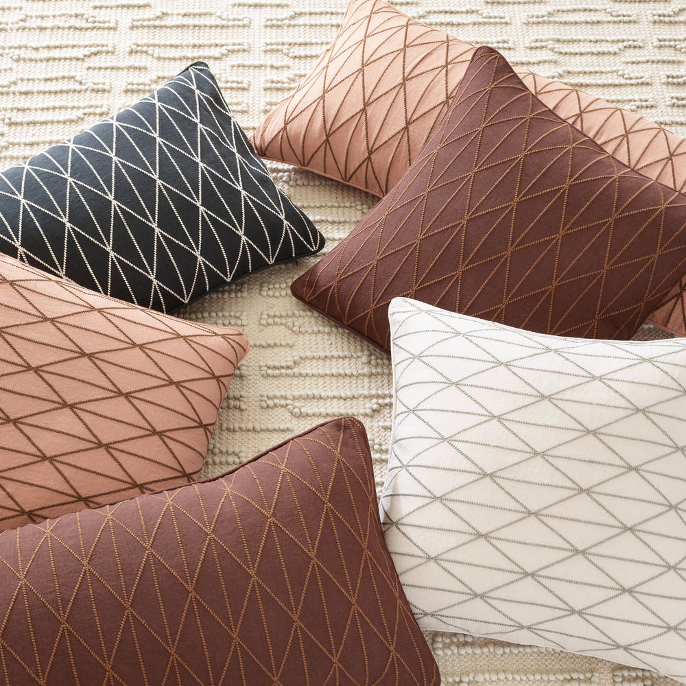Adger Embroidered Decorative Pillow Cover | Granite