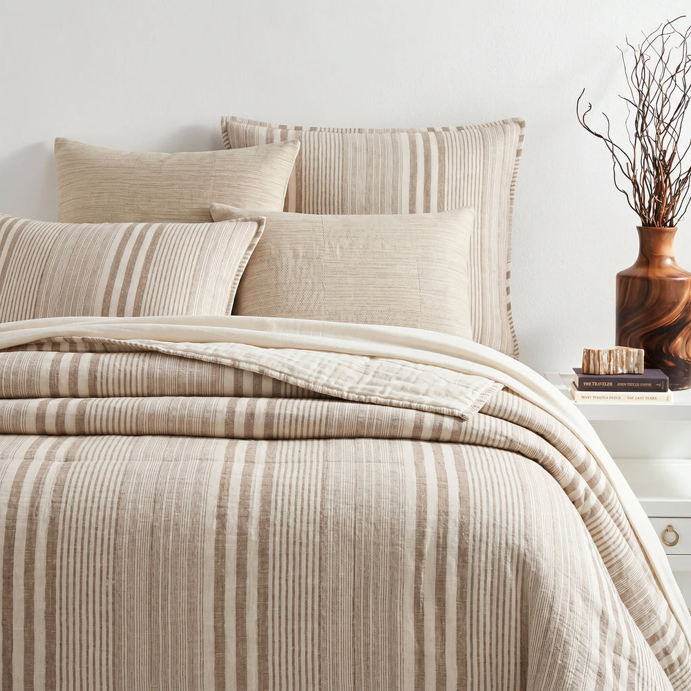 Carolina Stripe Quilted Sham | Natural