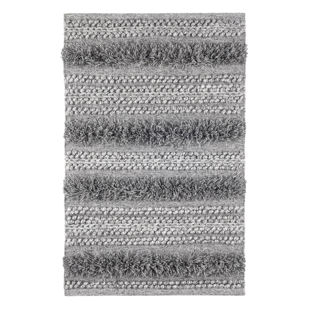Zhara Stripe Handwoven Performance Rug | Grey