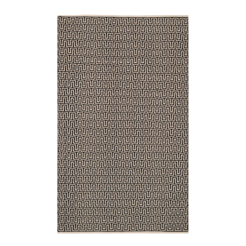 Zipper Handwoven Cotton Rug | Black/Ivory