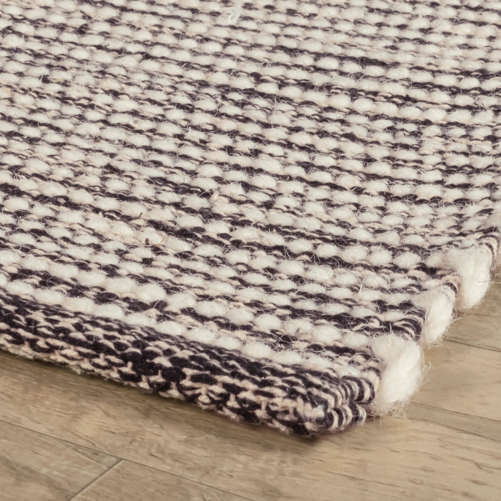 Mixed Stripe Handwoven Rug | Black/Ivory