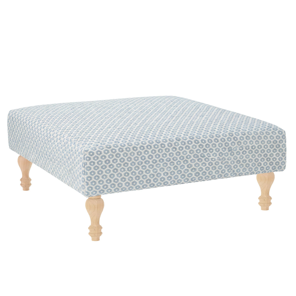 Honeycomb Rug Ottoman | French Blue/Ivory