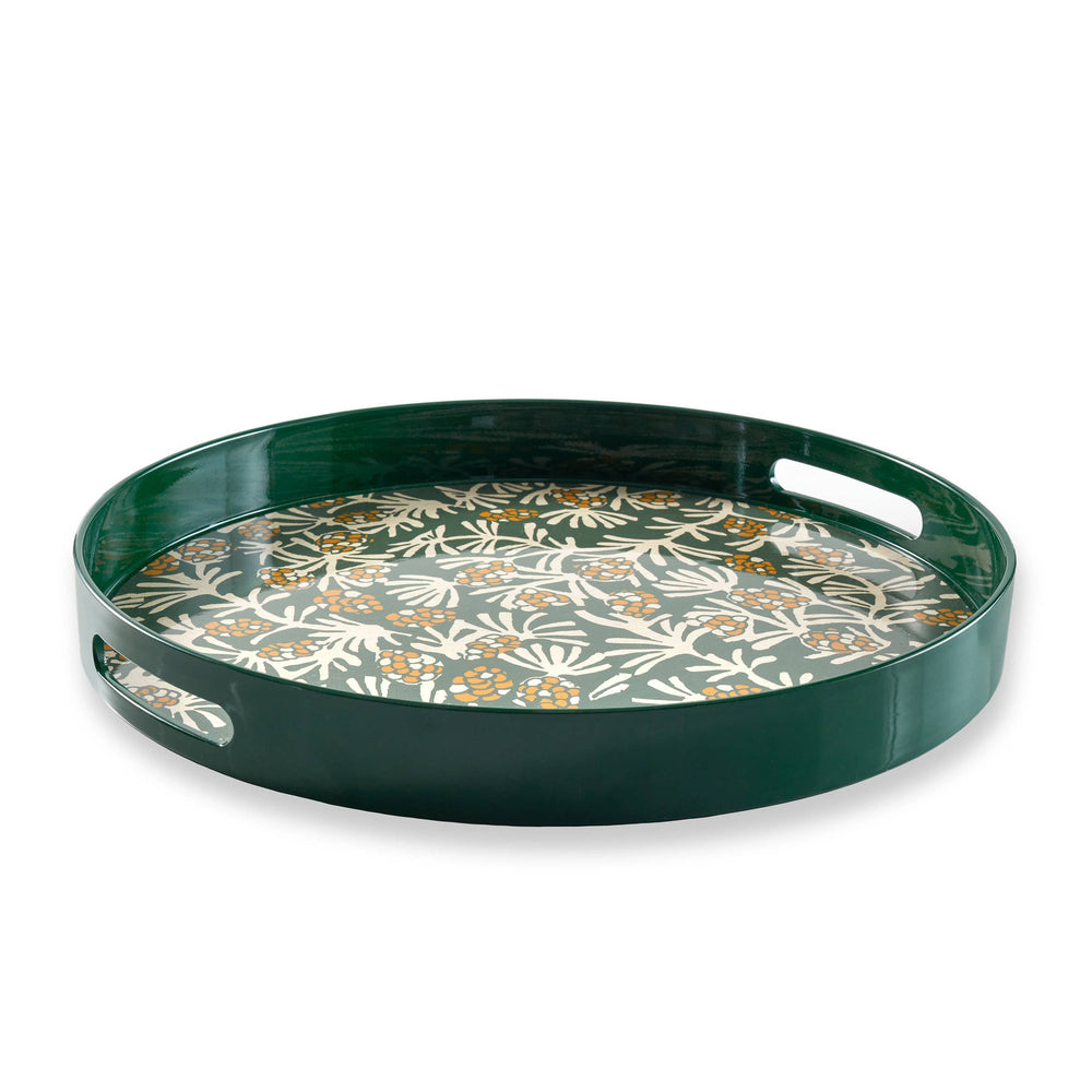 Block Print Pinecones Tray | Green