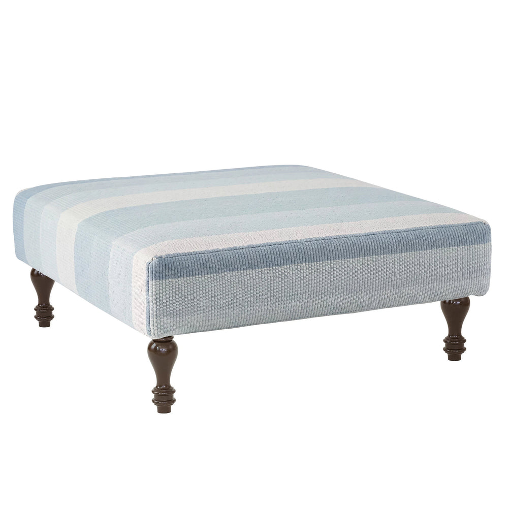 Shore Stripe Rug Ottoman | Sky