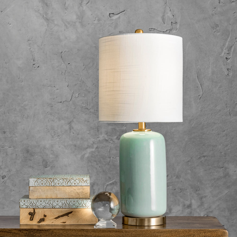 26-inch Glazed Ceramic Vase Table Lamp | Green
