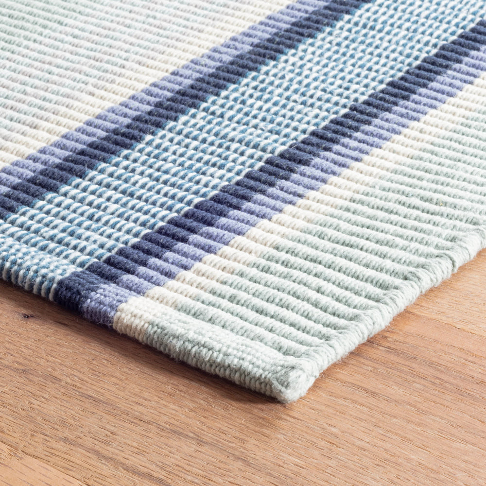 Barbados Stripe Handwoven Cotton Rug | Blue