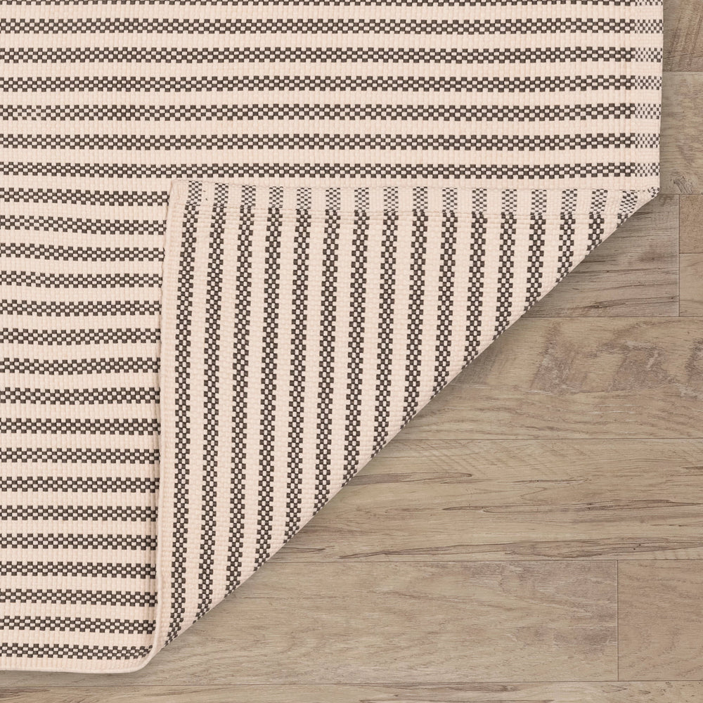 Pinstripe Handwoven Indoor/Outdoor Rug | Grey/Ivory