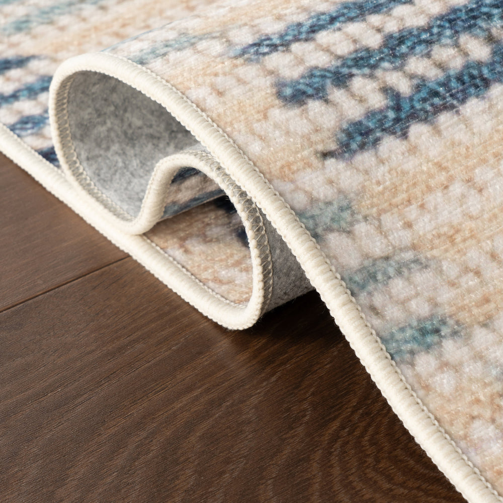 Orzalla Southwestern Diamond Washable Rug | Blue