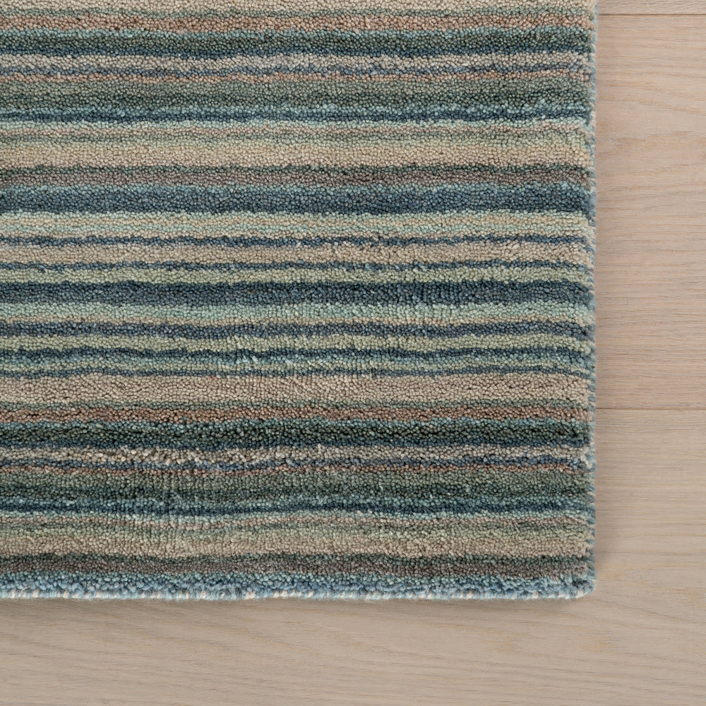 Brindle Stripe Hand Loom Knotted Wool Rug | Blue
