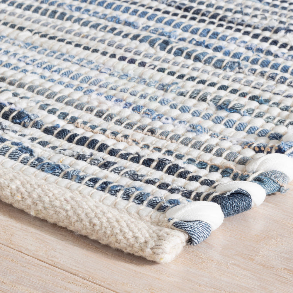 Denim Rag Ribbed Handwoven Cotton Rug | Blue