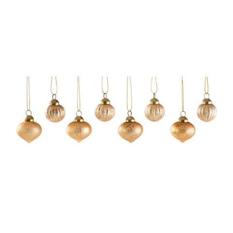 Glass Blown Ornaments/Box of 8 | Gold
