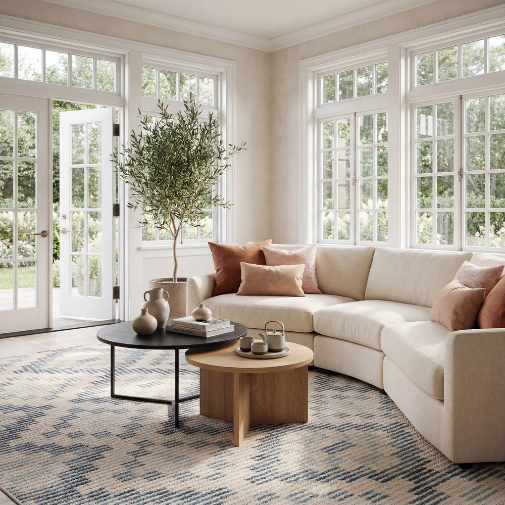 Orzalla Southwestern Diamond Washable Rug | Blue