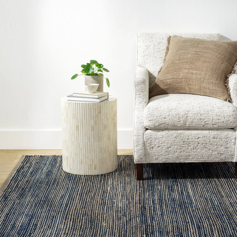 Striped Handwoven Jute Rug | Blue/Natural