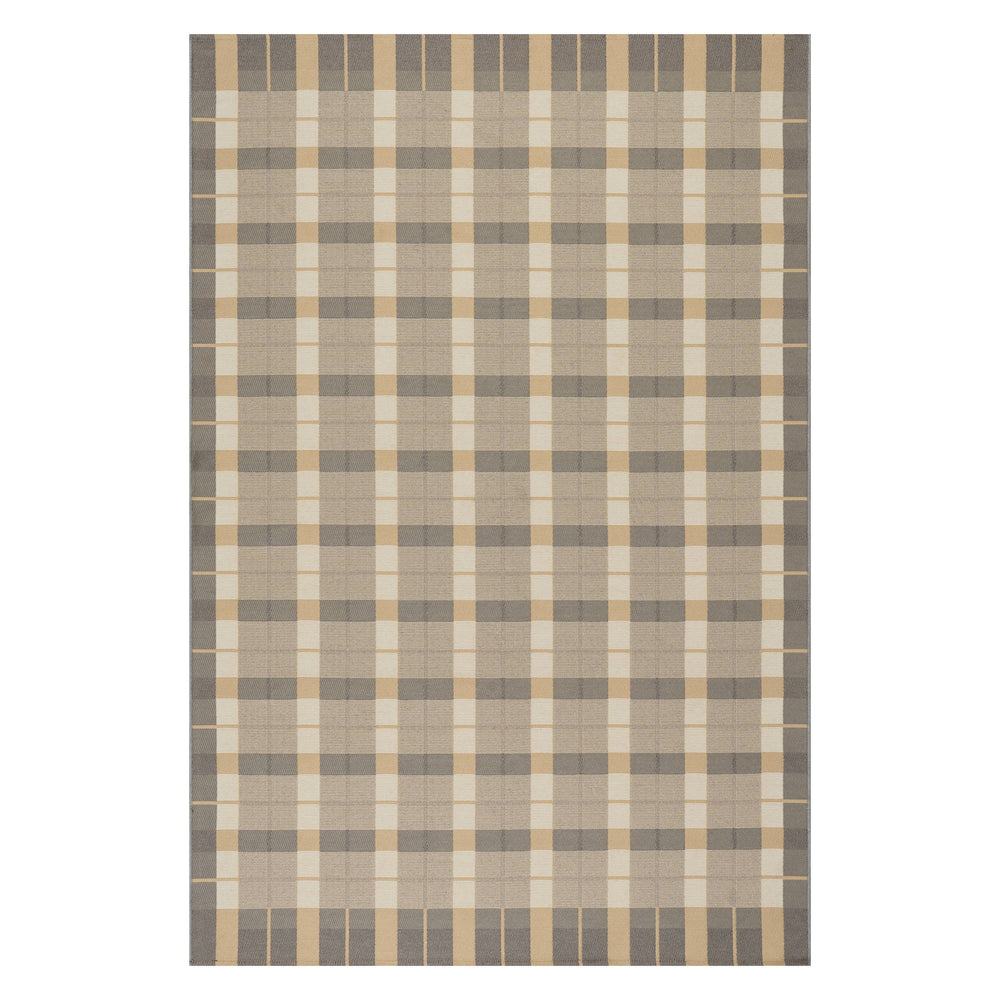 Sundara Modern Plaid Indoor/Outdoor Rug | Grey Multi