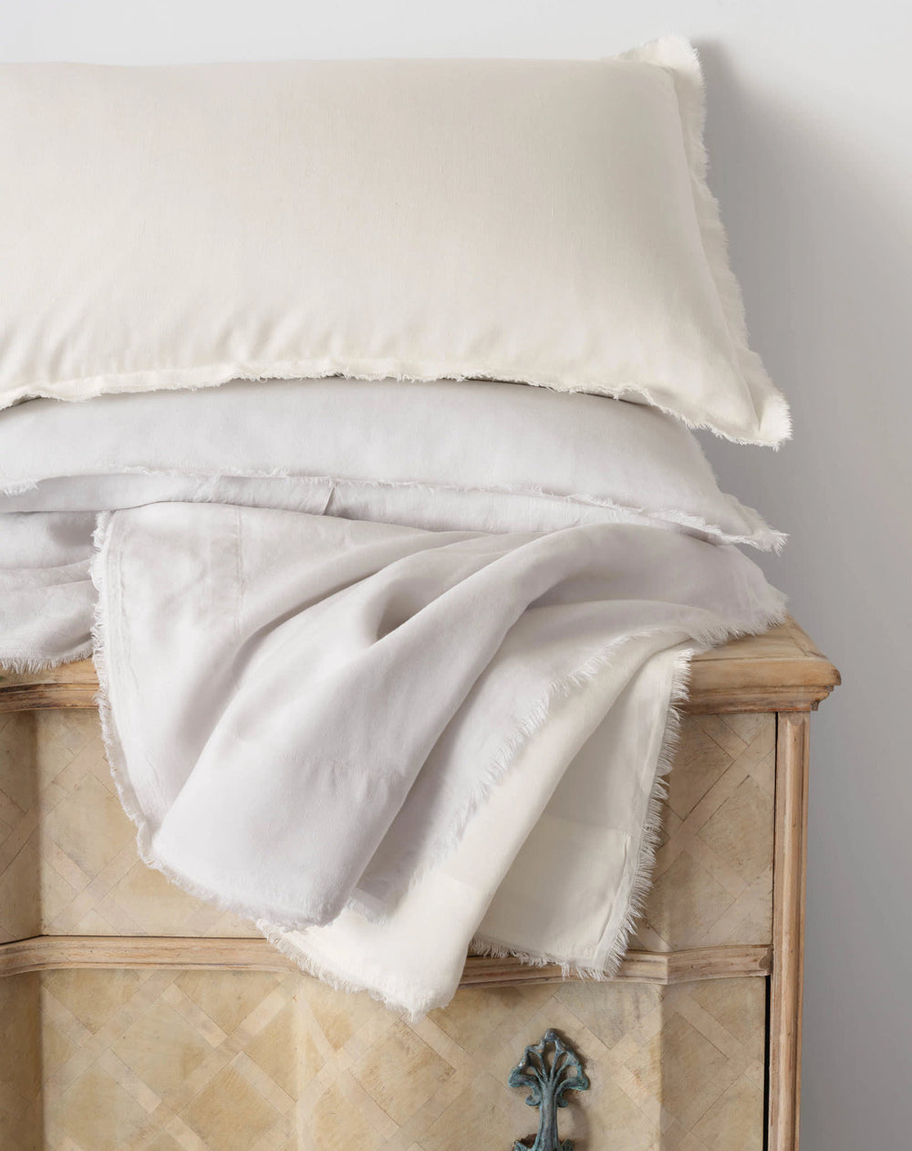 Faye Linen Sheet Set | Dove White