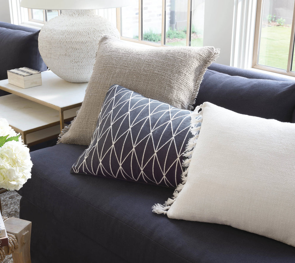 Adger Embroidered Decorative Pillow Cover | Granite