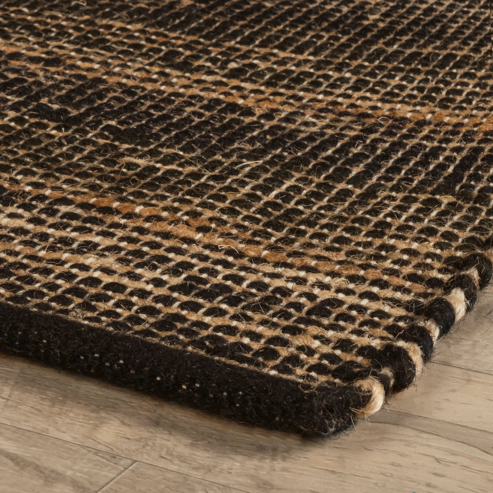 Seed Handwoven Jute Rug | Black/Natural