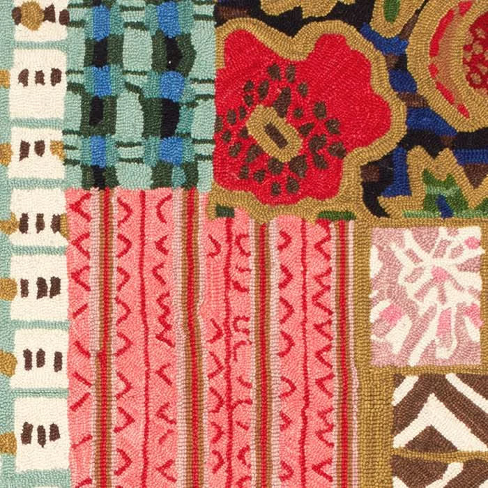 Elm Patchwork Hand Micro Hooked Wool Rug Swatch | Multi