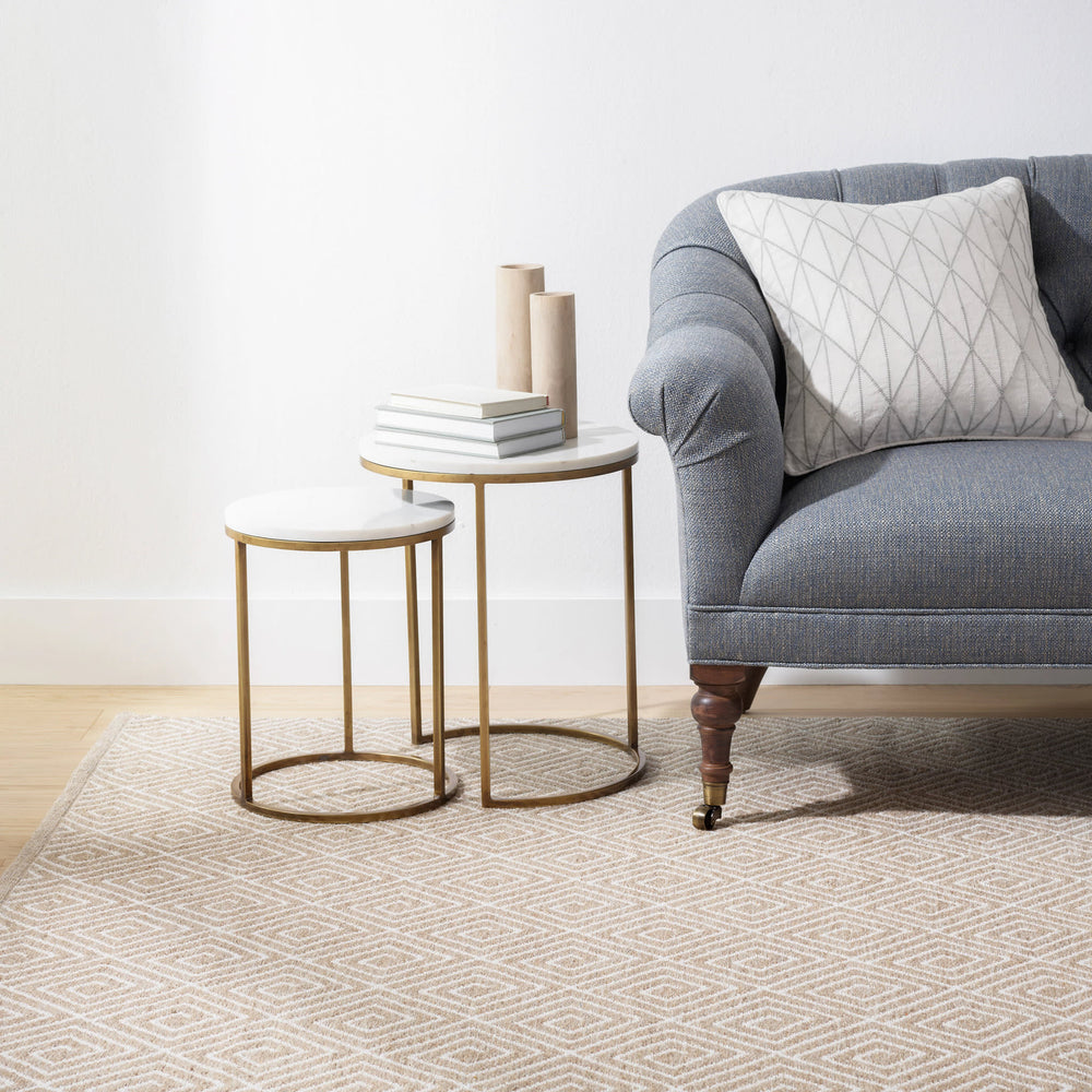 Geo Diamond Handwoven Wool Rug | Natural/Ivory