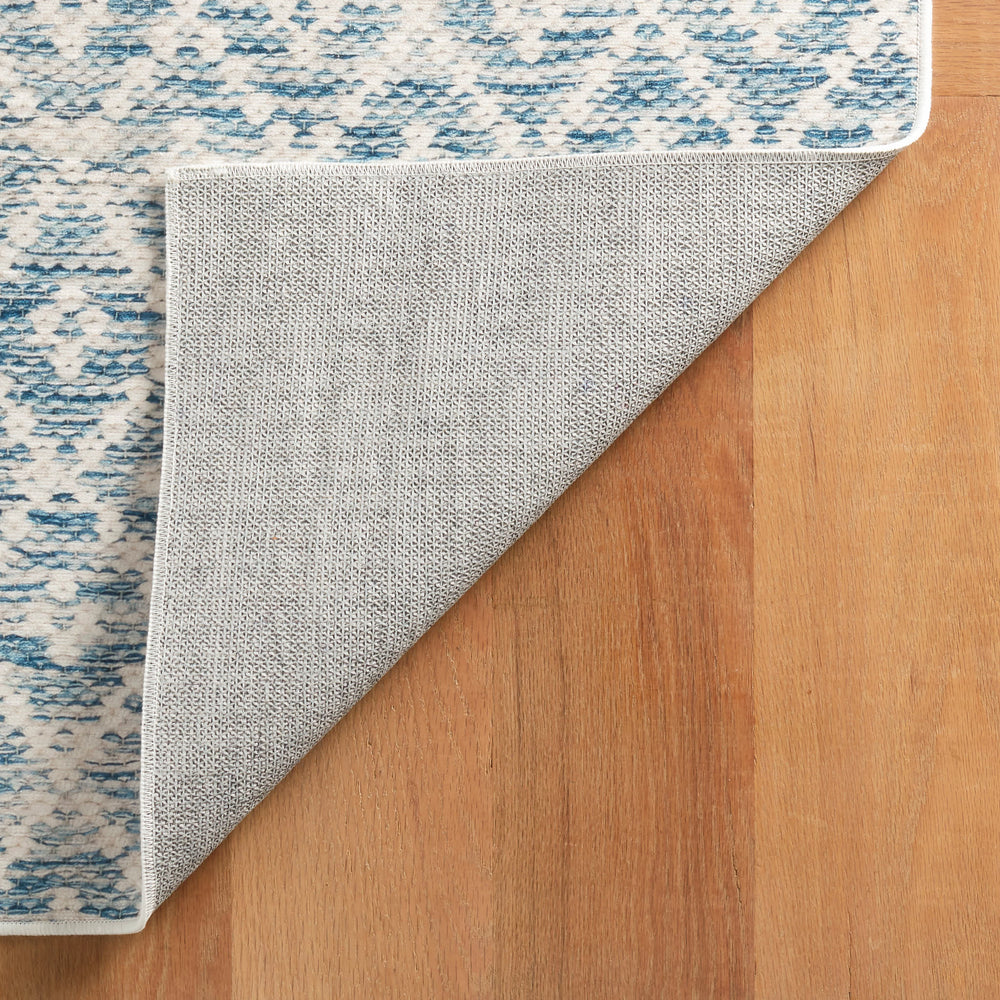 Melange Diamond Machine Washable Rug | Blue