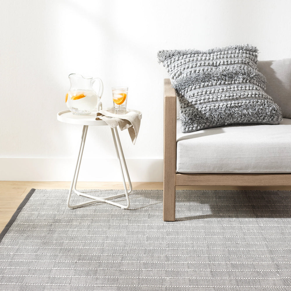 Squares Handwoven Indoor/Outdoor Rug | Grey