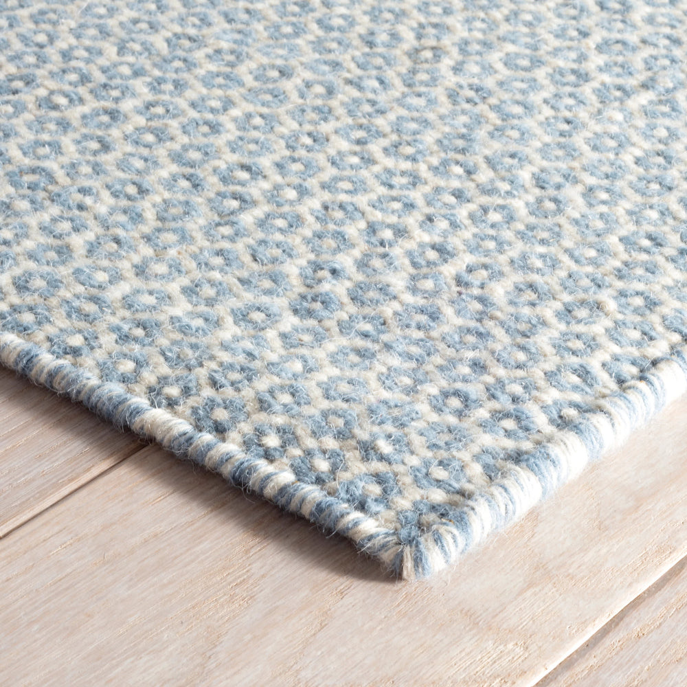 Honeycomb Handwoven Wool Rug | French Blue/Ivory