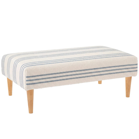 Swedish Stripe Rug Ottoman | Blue